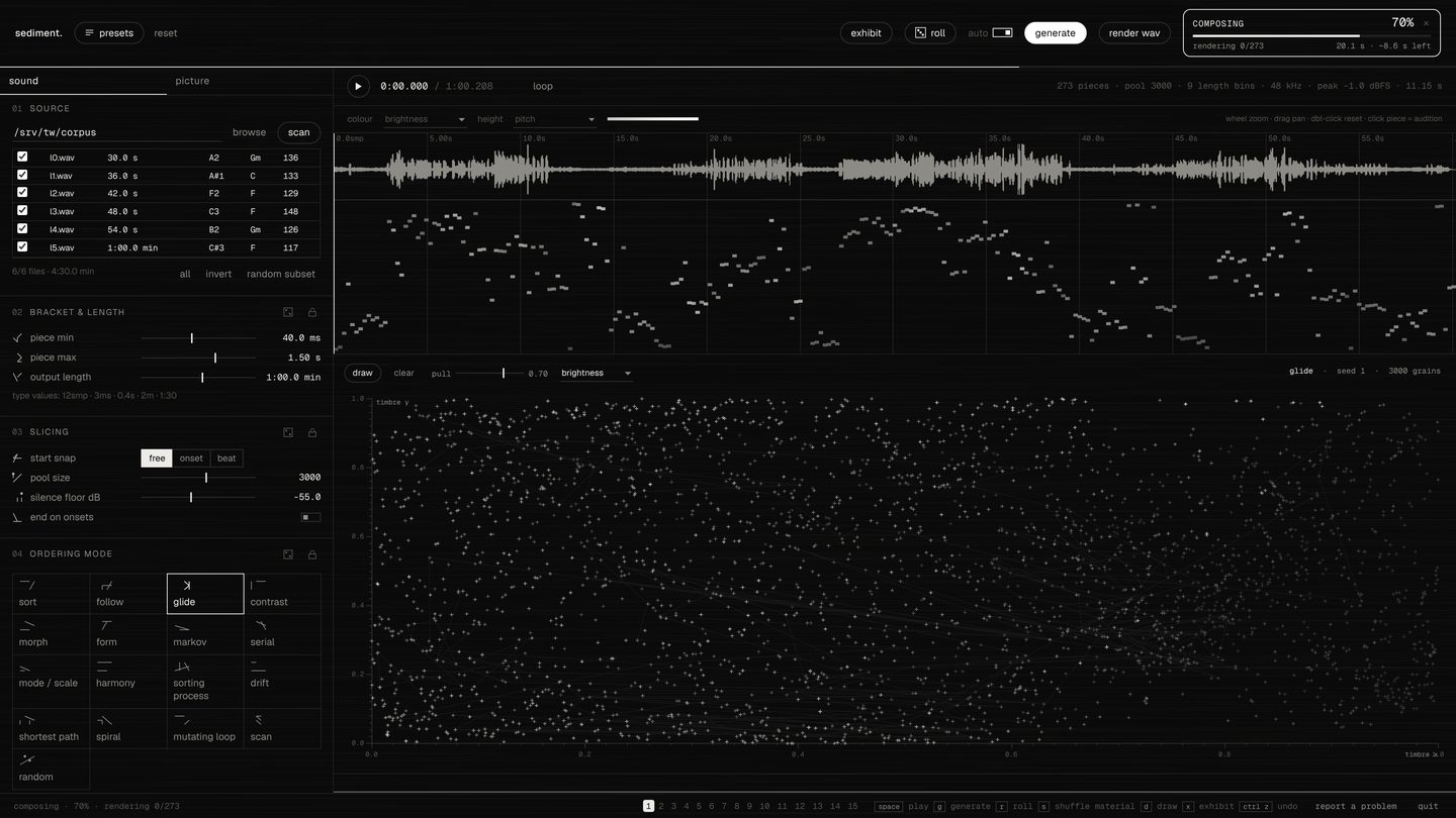 sediment: sound · glide across timbre space