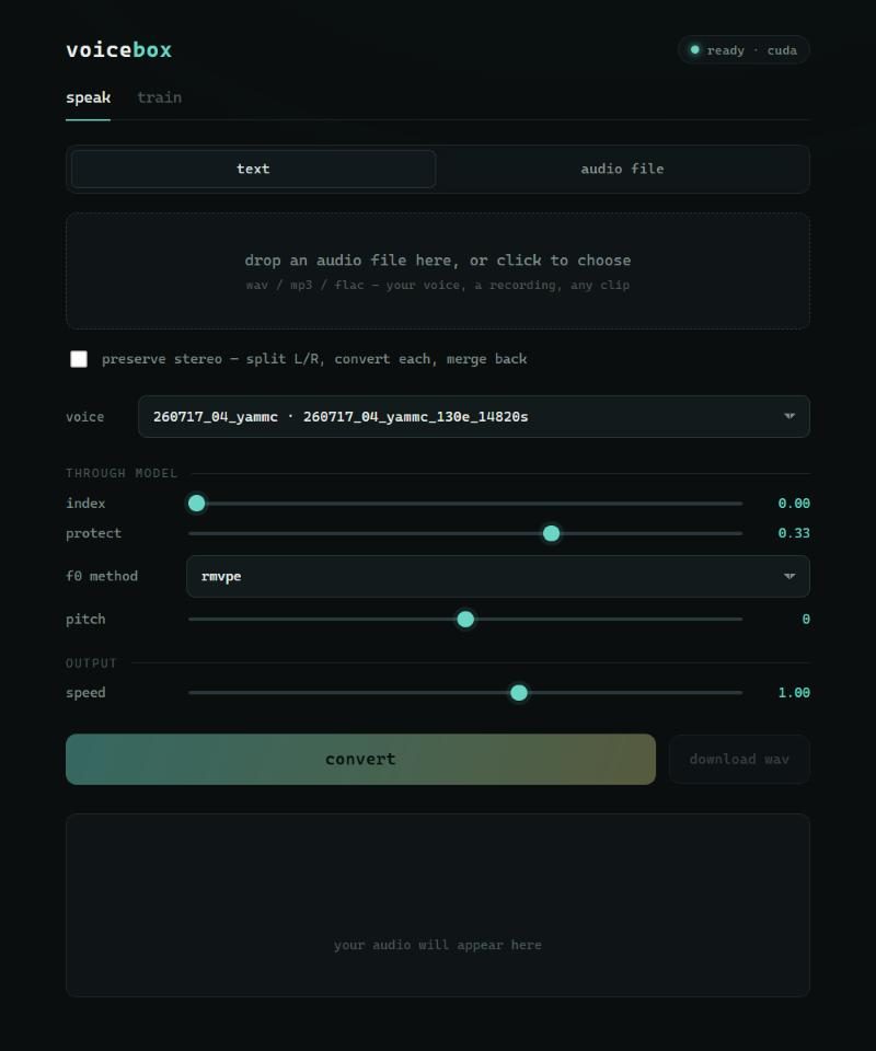 voicebox: convert · trained voice