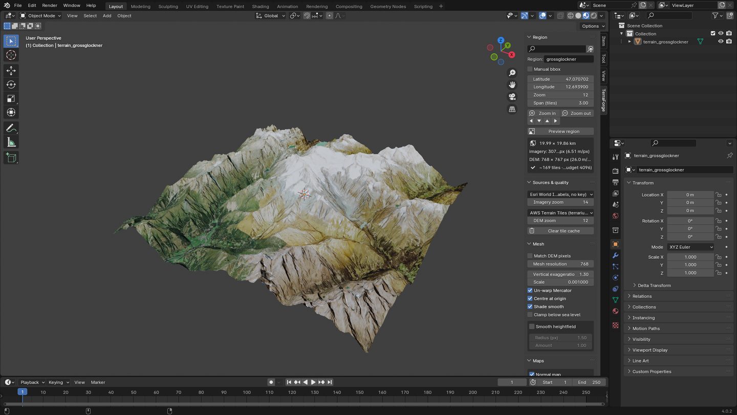 TerraForge: Blender · TerraForge panel